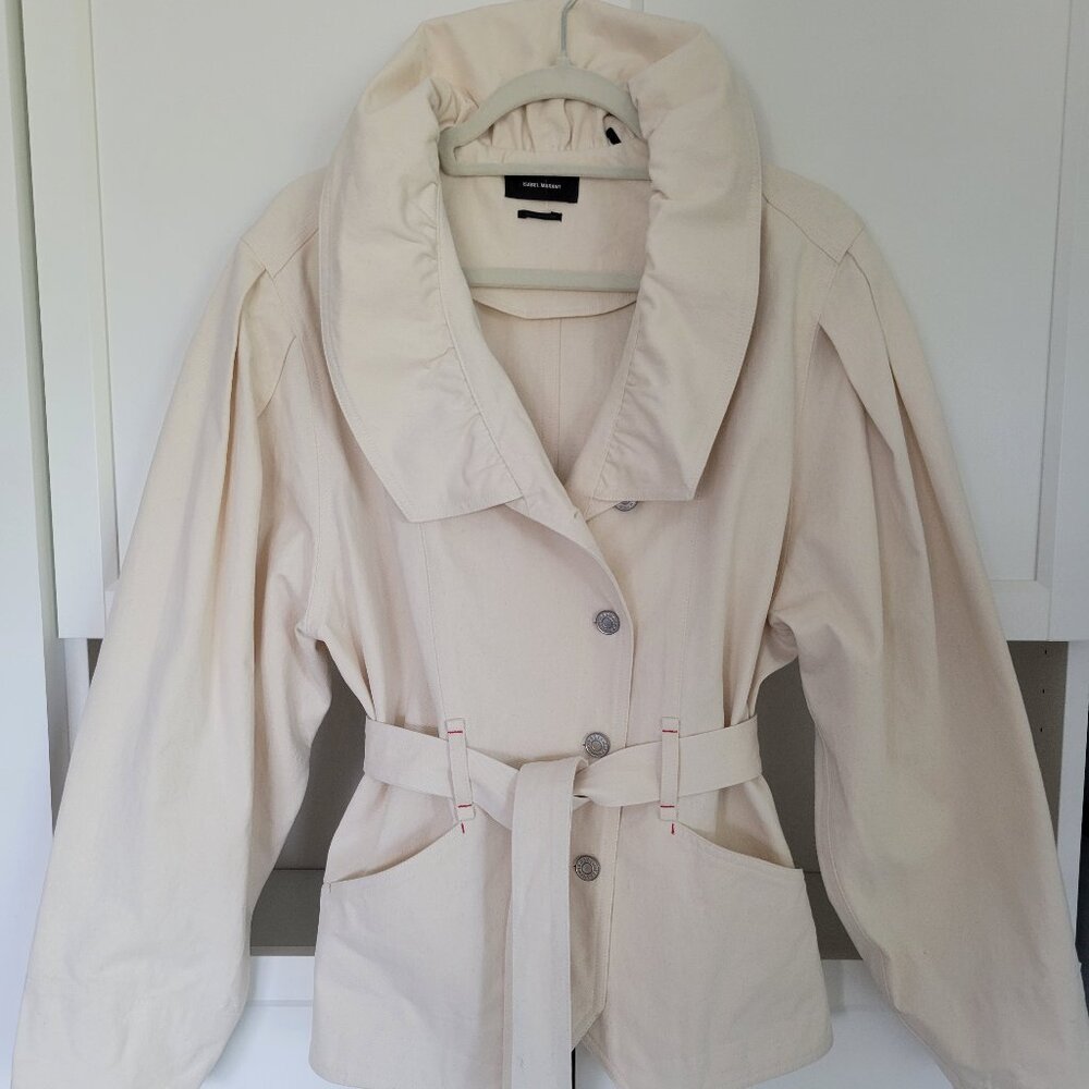 Isabel Marant  Dipazo ruffled belted cotton-twill jacket in cream color - Picture 5 of 8